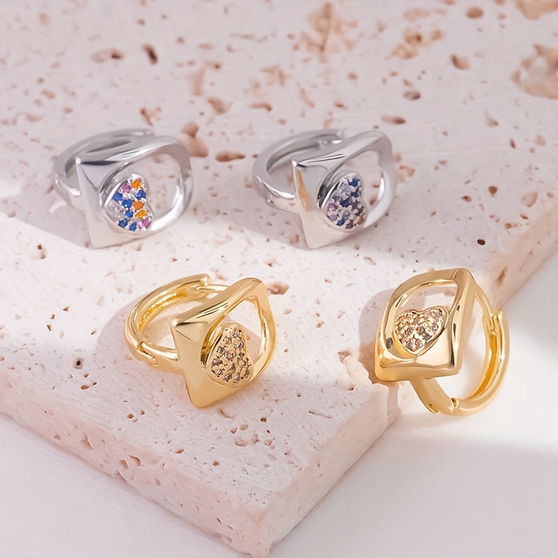 Women's Heart-Shaped Lock Inlaid Ear Cuffs, Exquisite Design